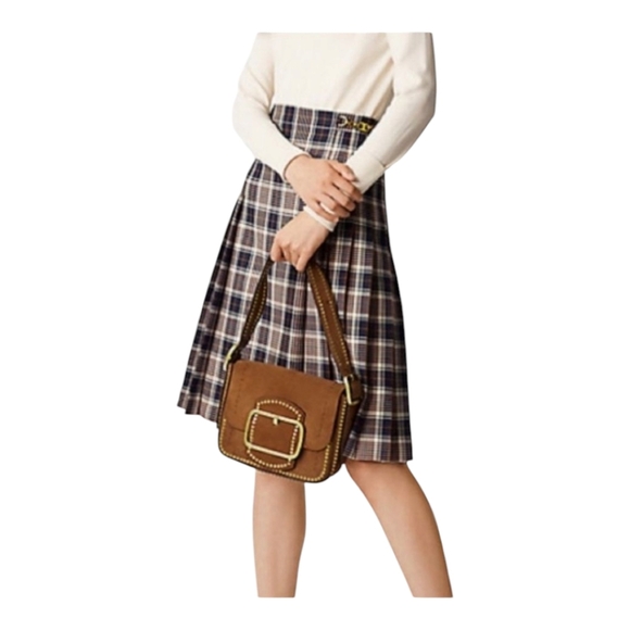 Tory Burch Dresses & Skirts - Tory Burch Plaid A-Line Skirt Size 14 Gold Chain Logo Preppy Academia Fall